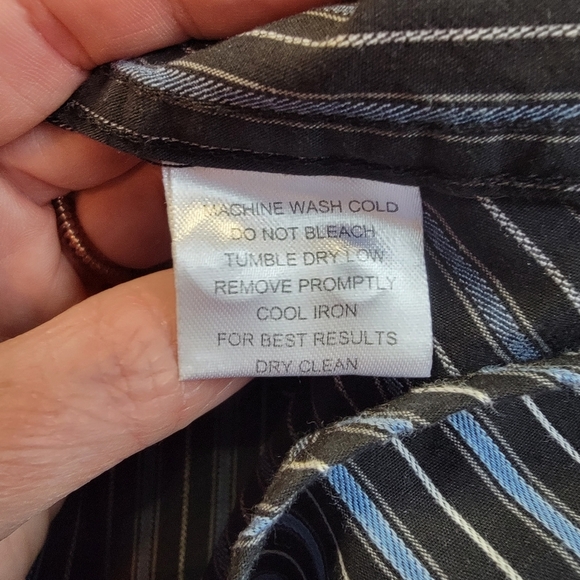 Blue Pronto Uomo Men Size XXL Black Blue Stripe Gaucho Western Embellished Shirt - Picture 8 of 8